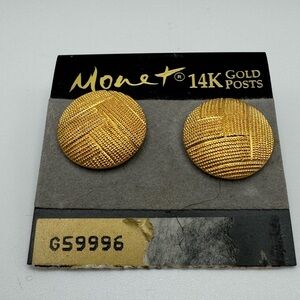 Vintage Monet 14K Gold Post Earrings